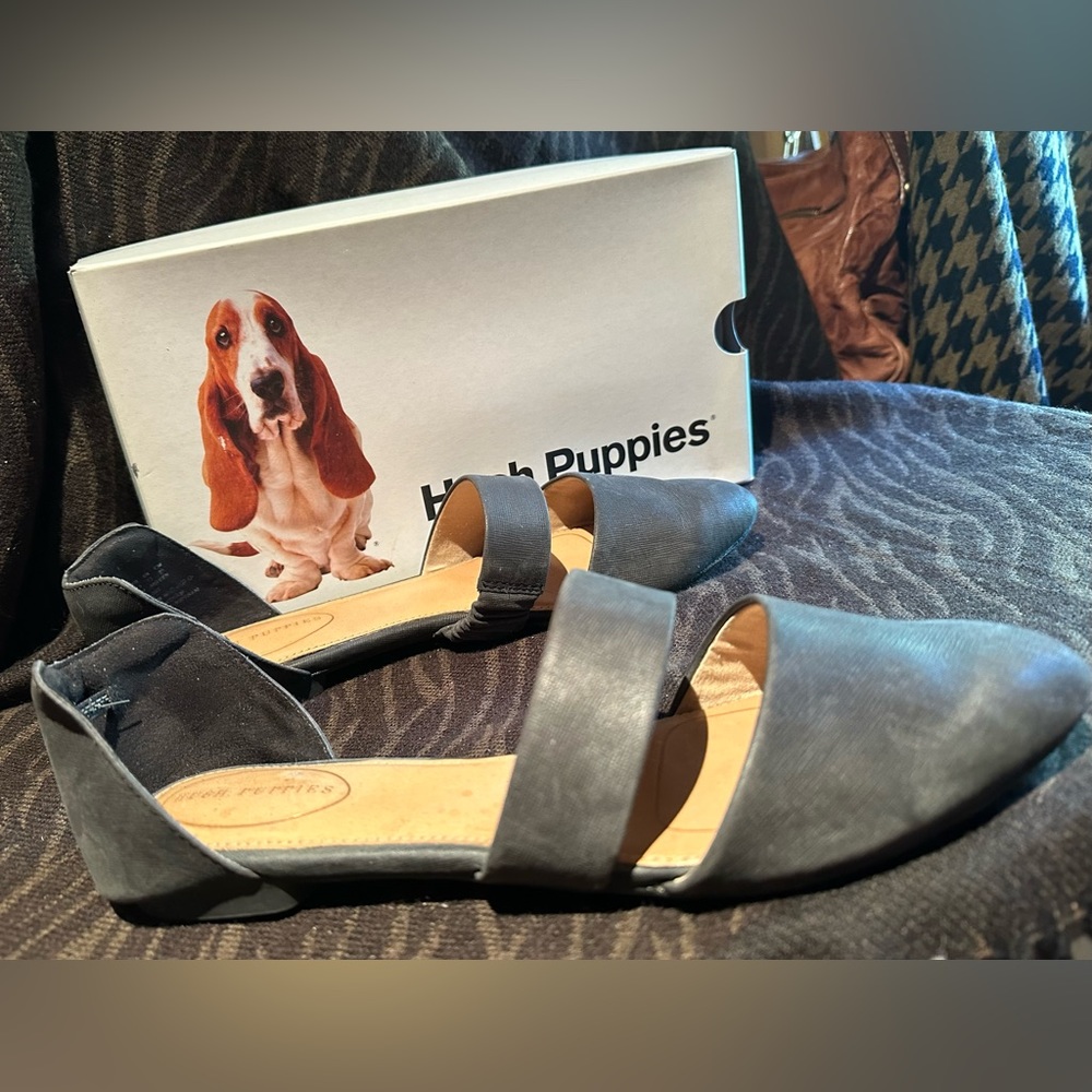 Hush Puppies Black Leather Flats